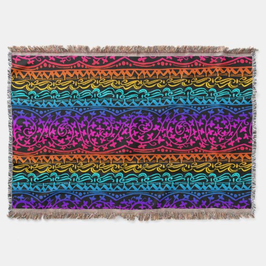 Boho Mandala Rainbow Flower & Leaf Throw Blanket Deken (Voorkant)