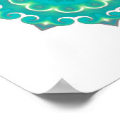 Boho Mandala | Retro Bohemian Blauwgroen Kaleidosc Poster (Hoek)