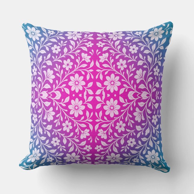 Boho Mandala Roze & Paarse Worp Kussen (Voorkant)