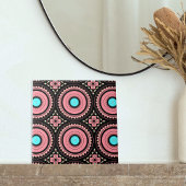 Boho Mandala Roze Turquoise Zwart Geometrisch Moza Tegeltje