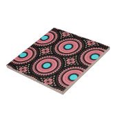 Boho Mandala Roze Turquoise Zwart Geometrisch Moza Tegeltje (Zijkant)