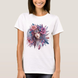 Boho Mandala T-Shirt – Floral Feathers