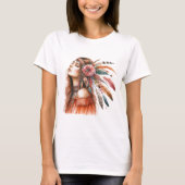 Boho Mandala T-Shirt – Floral Feathers  (Voorkant)
