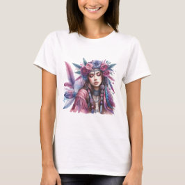 Boho Mandala T-Shirt – Floral Feathers