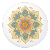 Boho Mandala Teal Blush & Gold Ceramic Knob Pull Keramische Knop (Voorkant)
