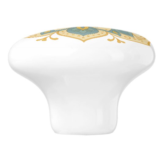 Boho Mandala Teal Blush & Gold Ceramic Knob Pull Keramische Knop (Zijkant)