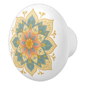 Boho Mandala Teal Blush & Gold Ceramic Knob Pull Keramische Knop (Rechts)