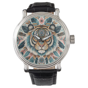 Boho mandala tijger veren vrouw horloge