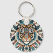 Boho mandala tijger veren vrouw sleutelhanger (Voorkant)