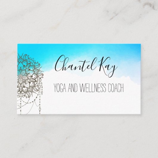 Boho Mandala Waterverf Visitekaartje Afsprakenkaartje (Voorkant)