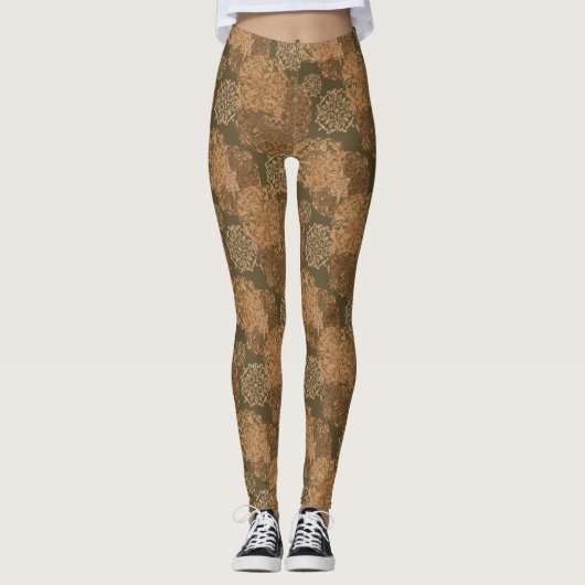 Boho Mandalas Earth Tones Leggings (Voorkant)