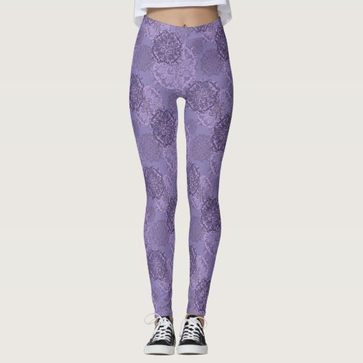 Boho Mandalas Paarse Leggings (Voorkant)