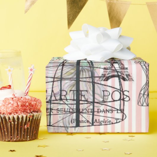 Boho manequim zwart roze rozen bloemig cadeaupapier (Verjaardagsfeest)