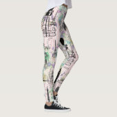 Boho  manequim zwart roze rozen bloemig leggings (Rechts)