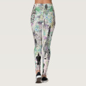 Boho  manequim zwart roze rozen bloemig leggings (Achterkant)