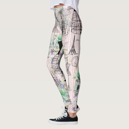 Boho  manequim zwart roze rozen bloemig leggings (Links)