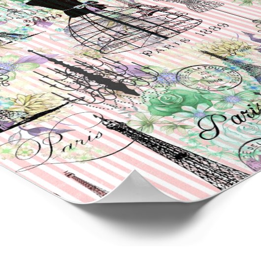 Boho  manequim zwart roze rozen bloemig poster (Hoek)