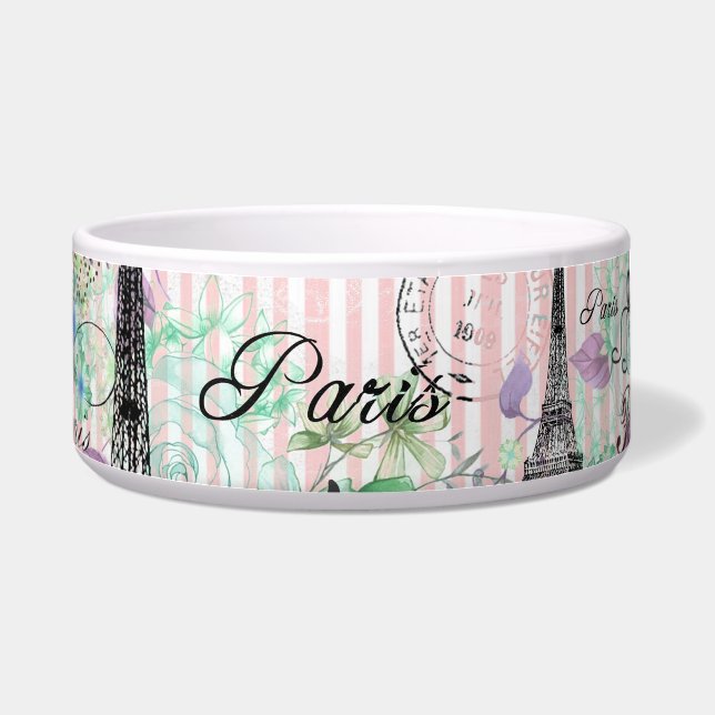 Boho  manequim zwart roze rozen bloemig voerbakje (Links)