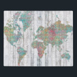 Boho Map II Puzzel<br><div class="desc">Een zachte pastelkaart geschilderd over een grijze houten achtergrond. Artiest: Jennifer Goldberger</div>