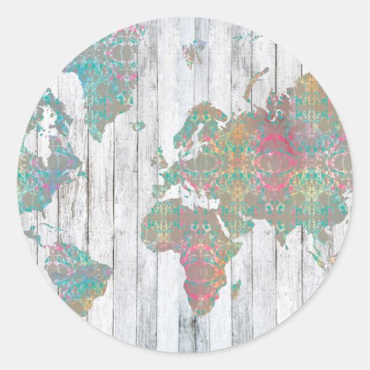Boho Map II Ronde Sticker (Voorkant)