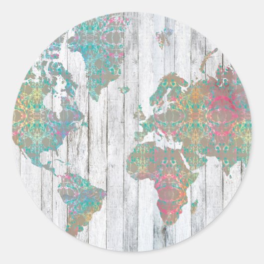 Boho Map II Ronde Sticker (Voorkant)