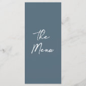 Boho Marina Blauwe Handgetekende Bloemige Bruiloft Menu (Achterkant)