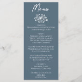 Boho Marina Blauwe Handgetekende Bloemige Bruiloft Menu (Voorkant)