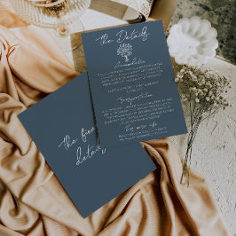 Boho Marina Blue Floral Bouquet Wedding Details Informatiekaartje