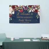 Boho marine blush roze bordeaux bloemenborstel spandoek (Beurs)