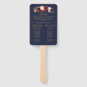 Boho Marine en Goud Bloemen Trouwprogramma Fans Handwaaier (Achterkant)