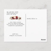 Boho marine en gouden bloemenbruiloft dank u briefkaart (Achterkant)