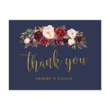 Boho marine en gouden bloemenbruiloft dank u