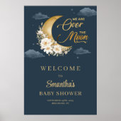 Boho marine en gouden maan bloemig Baby shower Wel Poster (Voorkant)