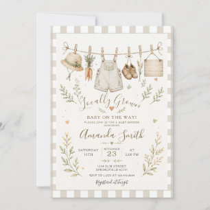 Boho Markt Lokale Baby Shower Gingham Kaart