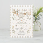 Boho Markt Lokale Baby Shower Gingham Kaart (Staand voorkant)