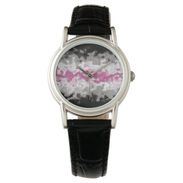 Boho Marmer Abstract Librafeminine Pride Vlag Horloge (Voorkant)