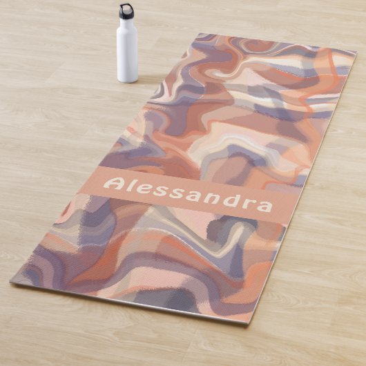 Boho marmeren monogram tartan sinaasappel bruin pa yogamat (In situ)