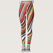 Boho marmeren patroon l Kleurrijk rood groen geel Leggings (Voorkant)