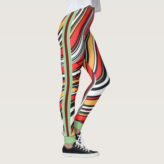Boho marmeren patroon l Kleurrijk rood groen geel Leggings (Rechts)