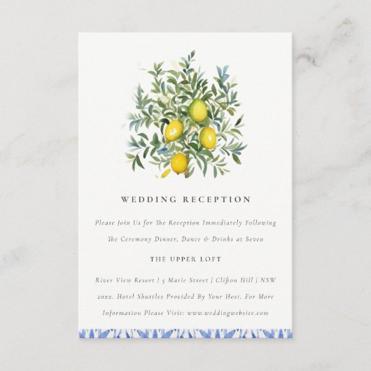 Boho Marokkaanse gele citroenboom bruiloft recepti Informatiekaartje (Voorkant)