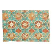 Boho Marokkaanse Turquoise en Terracotta Bloemen Kussensloop (Voorkant)