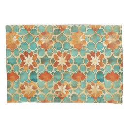 Boho Marokkaanse Turquoise en Terracotta Bloemen Kussensloop