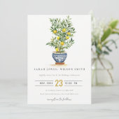 Boho Marokkaanse Waterverf Gele Citroenboom Bruilo Kaart (Staand voorkant)