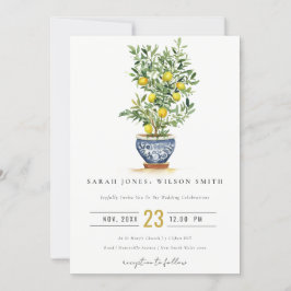 Boho Marokkaanse Waterverf Gele Citroenboom Bruilo Kaart