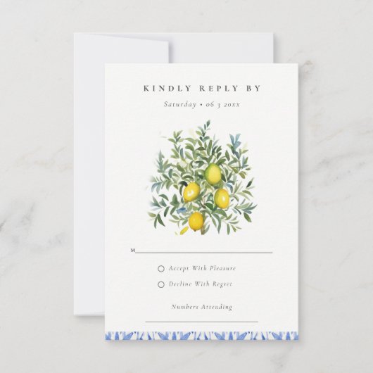 Boho Marokkaanse Waterverf Gele Citroenboom Bruilo RSVP Kaartje (Voorkant)