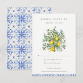 Boho Marokkaanse Waterverf Gele Citroenboom Bruilo RSVP Kaartje (Voorkant / Achterkant)