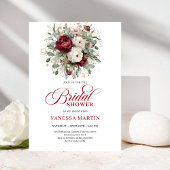 Boho Maroon Floral Bridal Shower Invitation Kaart
