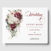 Boho maroon white gold roses wedding guest book gastenboek (Voorkant)