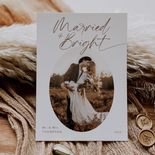 Boho Married & Bright Elegant Kerstscript Feestdagenkaart