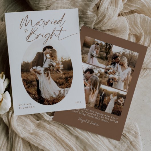 Boho Married & Bright Elegant Kerstscript Feestdagenkaart